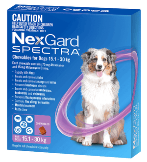 Nexgard Spectra Dog Flea,Tick & Worming Treatments Nexgard Spectra Purple 15.1-30kg Dog 6 pack