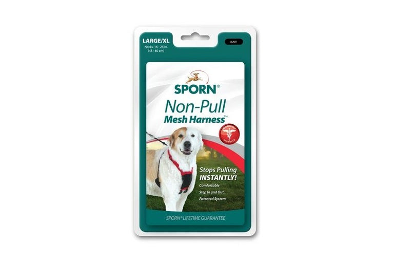 Sporn Mesh Non-Pull Nylon Dog Harness Black Large/XL