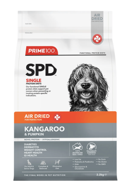 Prime100 SPD Air Dried Kangaroo Pumpkin 2.2kg Robbos pet barn