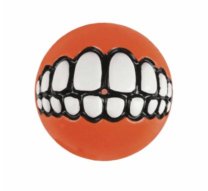 Rogz Dog Toy Grinz Fetch Ball Orange Medium