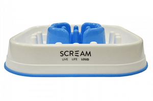 Scream Dog Food & Water Bowls Blue Scream Slow Feed Interactive Bowl