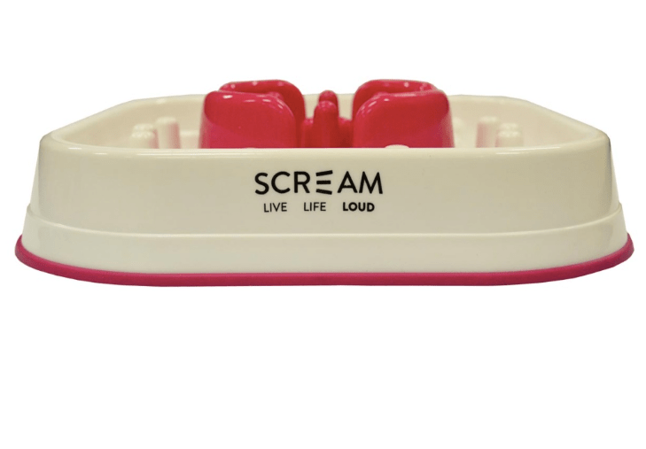 Scream Dog Food & Water Bowls Pink Scream Slow Feed Interactive Bowl