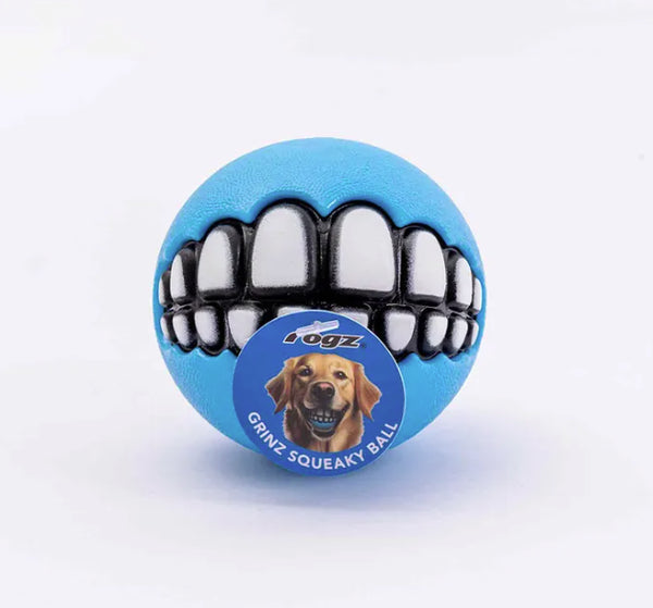 Rogz Grinz SQUEAKS Fetch Ball for Dogs - Medium