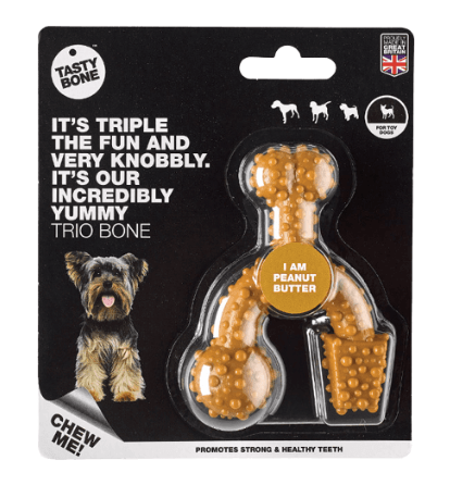 Tasty Bone Dog Toy Tasty Bone Nylon Trio Bone Peanut Butter Toy