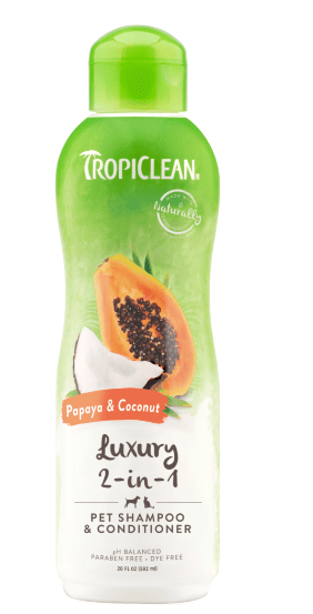 Tropiclean Dog Shampoo & Conditioners TropiClean Papaya & Coconut Luxury 2-in-1 Dog & Cat Shampoo & Conditioner 20oz