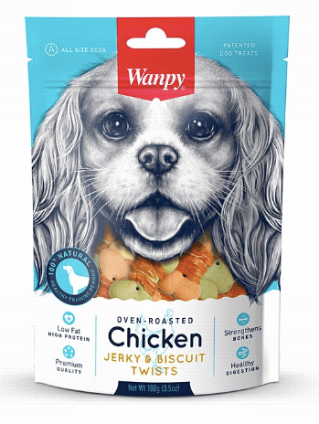 Wanpy Dog Treats Wanpy Chicken Jerky & Biscuit Twists 100g