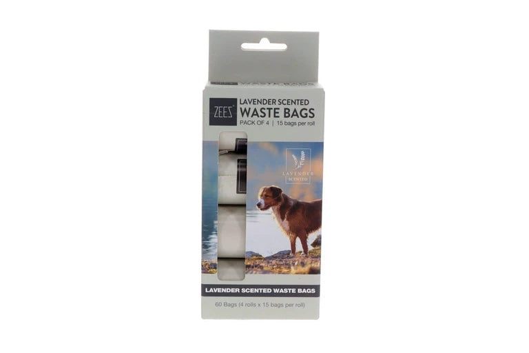 Zeez Dog Waste Bags Lavender Scented 4 Rolls 15 Bags per Roll