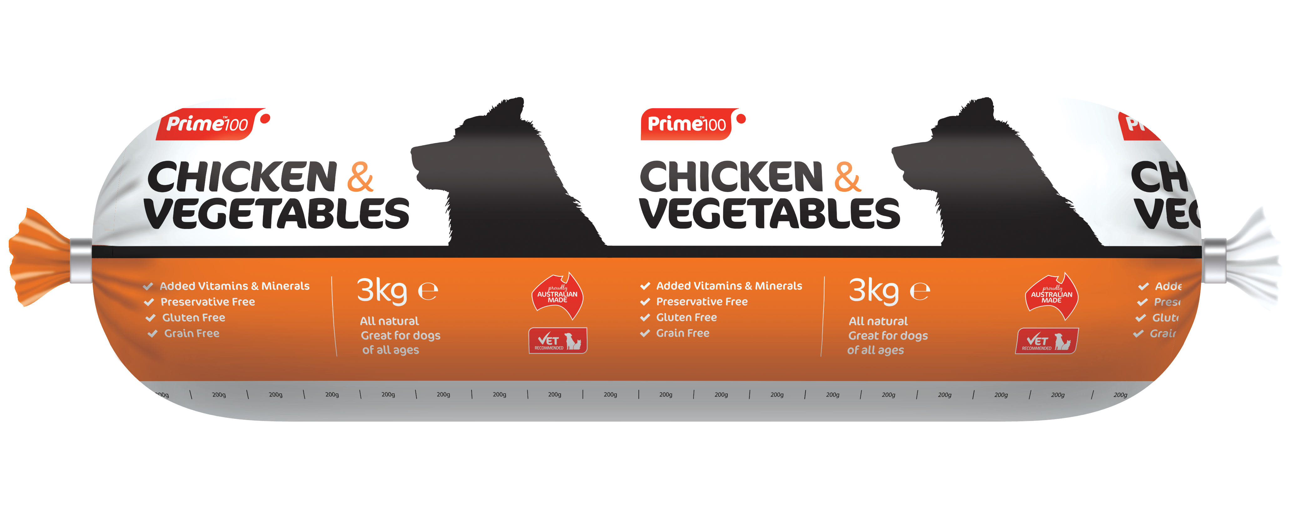 Prime100 Chicken Vegetables 3Kg Robbos pet barn